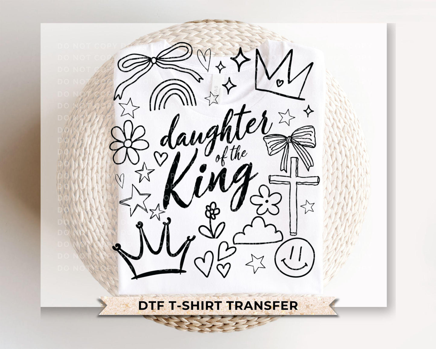 Daughter of The King DTF Transfer, Christian Easter T-shirt Design