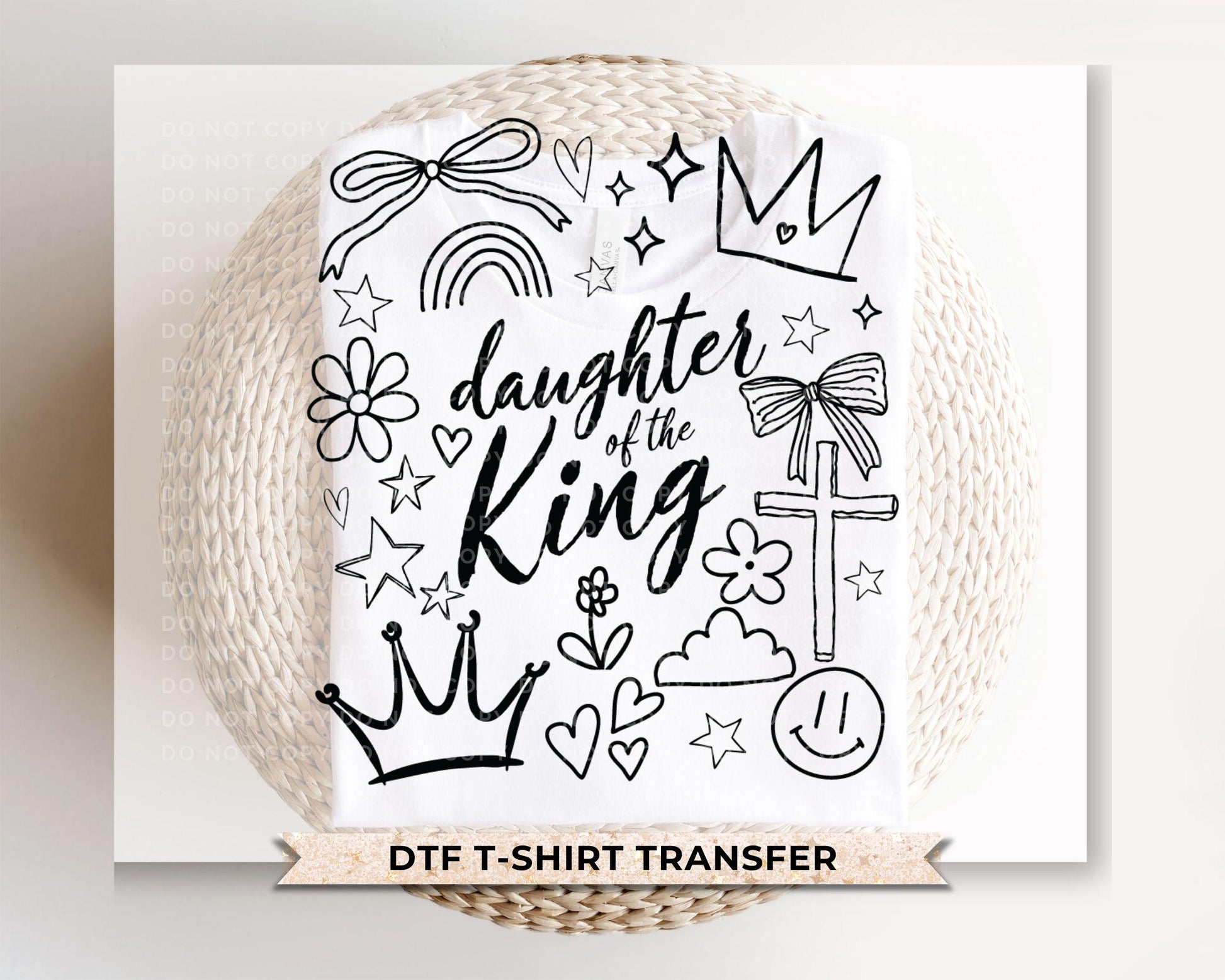 Daughter of The King DTF Transfer, Christian Easter T-shirt Design