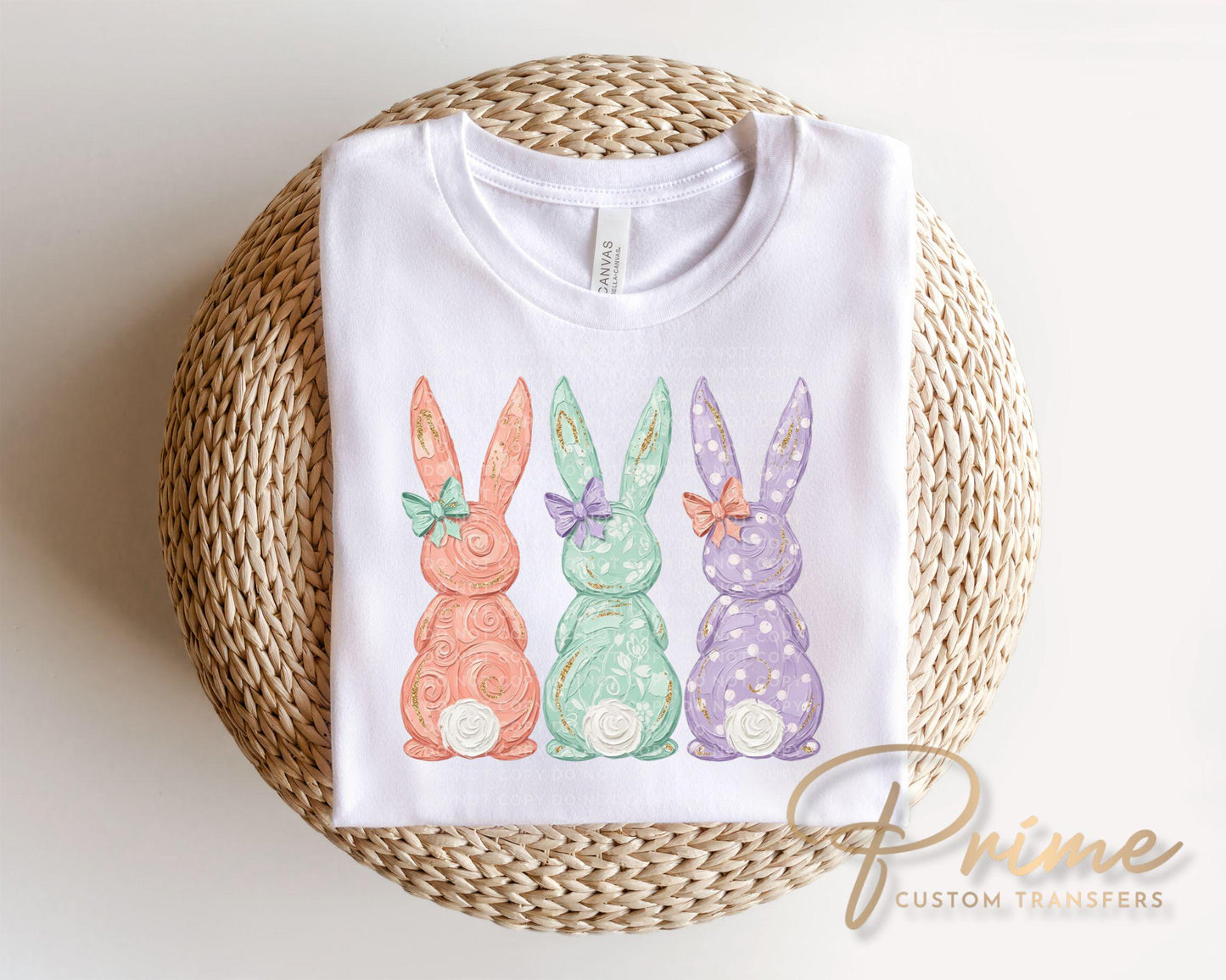 Pastel Easter Bunnies DTF Transfer, Easter T-shirt Design