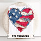 Faux Patchwork Heart Flag DTF Transfer, Ready to Press, 4th of July Tshirt Design