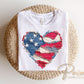 Faux Patchwork Heart Flag DTF Transfer, Ready to Press, 4th of July Tshirt Design