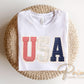 Faux Patchwork USA DTF Transfer, Ready to Press, Preppy 4th of July Tshirt Design