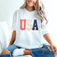 Faux Patchwork USA DTF Transfer, Ready to Press, Preppy 4th of July Tshirt Design