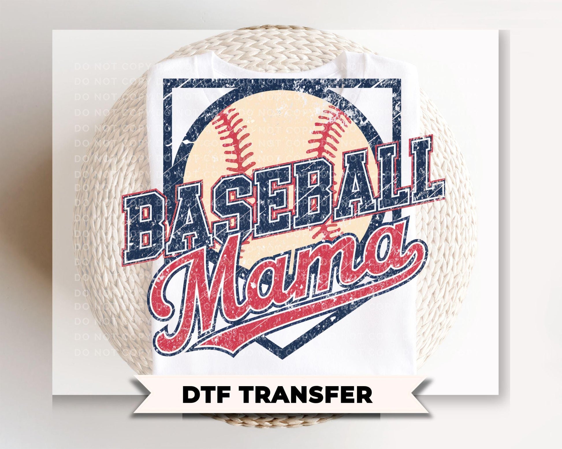 Retro Baseball Mama DTF Transfer, Ready to Press, Sports Mom Tshirt Design