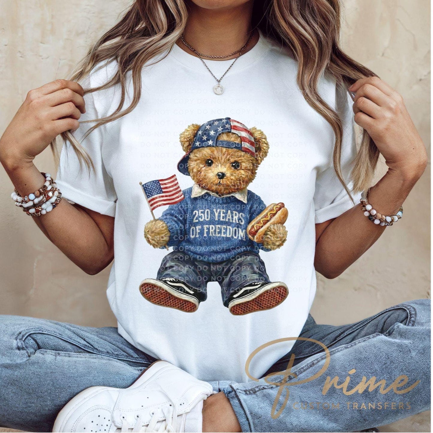 Patriotic Teddy Bear DTF Transfer, Ready to Press, 4th of July Tshirt Design