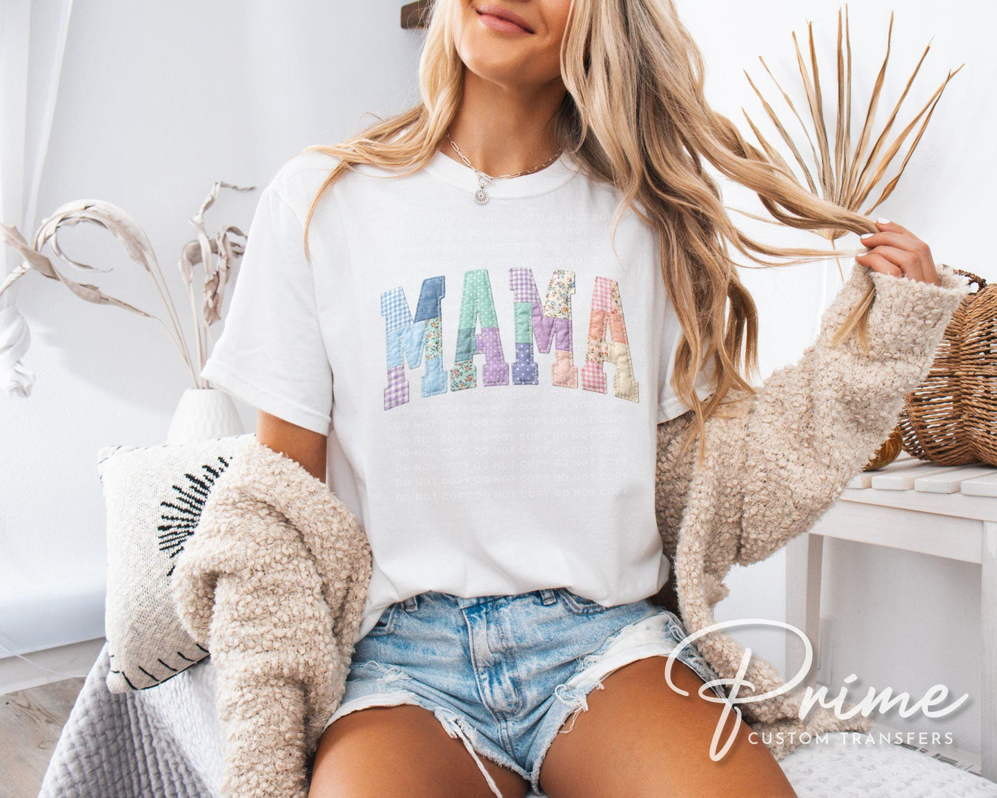 Floral Patchwork Mama DTF Transfer, Ready to Press Tshirt Design, Mother's Day Gift