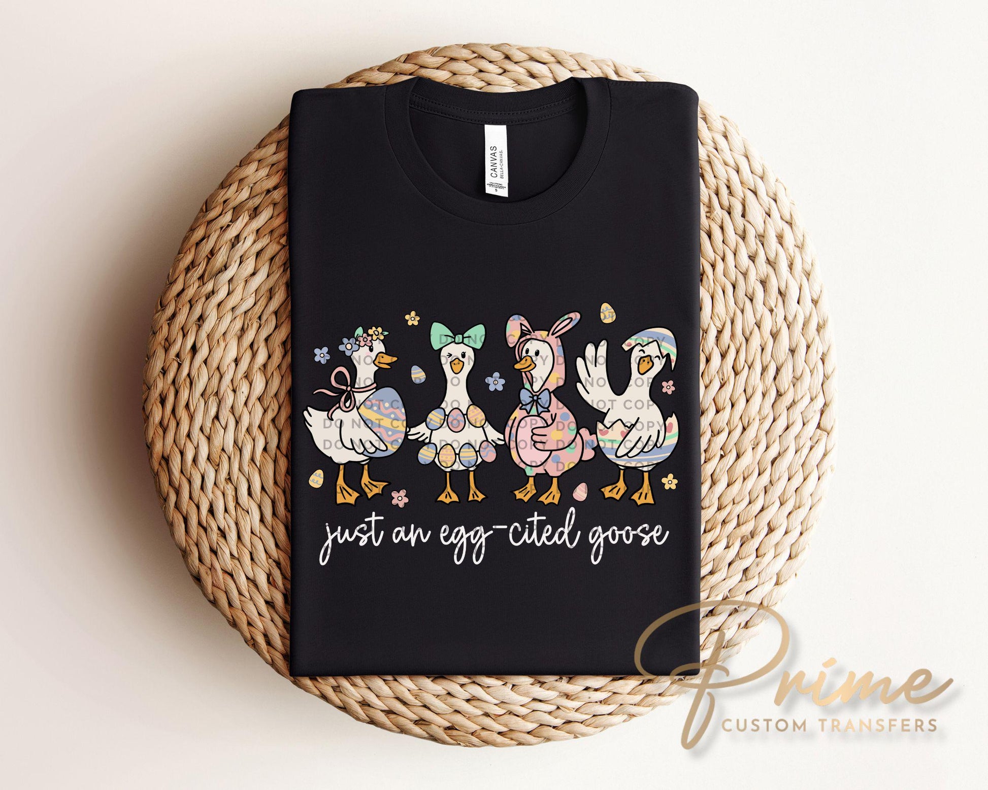 Just An Egg-cited Goose DTF Transfer, Easter T-shirt Design