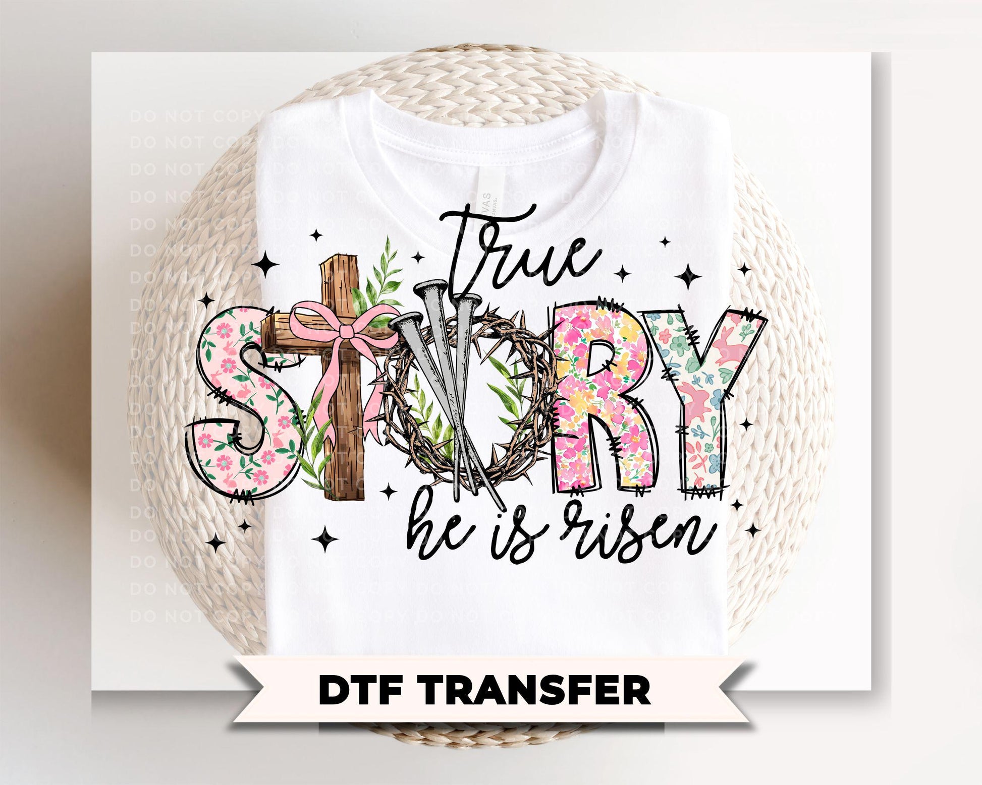 True story He is Risen DTF Transfer| Ready to Press, Christian Easter Tshirt Design