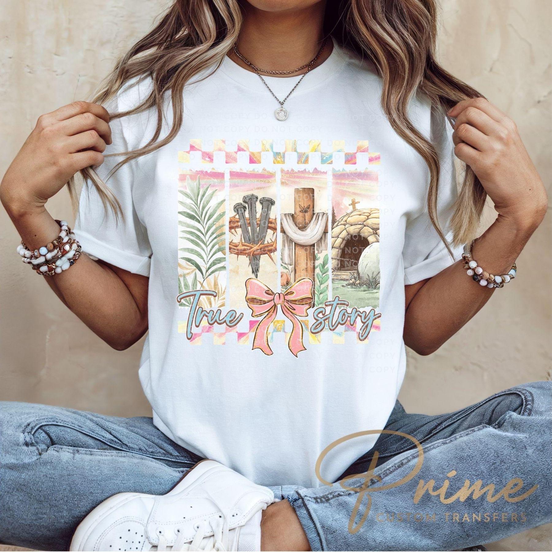 He Is Risen Easter DTF Transfer, Coquette Christian T-shirt Design