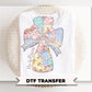 Patchwork Pastel Easter Cross DTF Transfer, He is Risen T-shirt Design