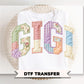 Patchwork Quilted Gigi DTF Transfer, Ready to Press Cottagecore Tshirt Design