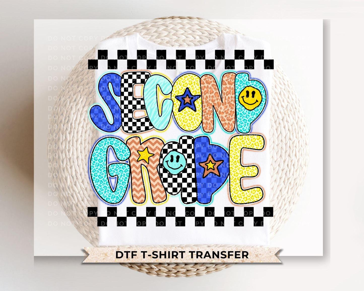 Second Grade DTF Transfer, First Day of School T-shirt Design, Ready to Press