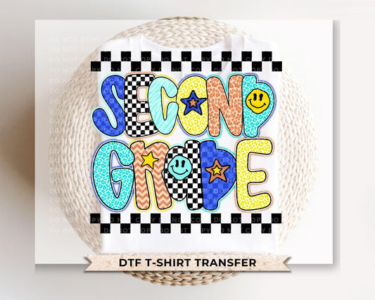 Second Grade DTF Transfer, First Day of School T-shirt Design, Ready to Press