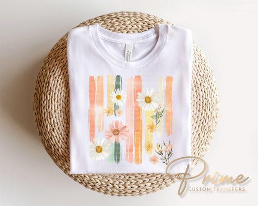Brushstroke Wildflowers DTF Transfer, Ready to Press, Spring T-shirt Design