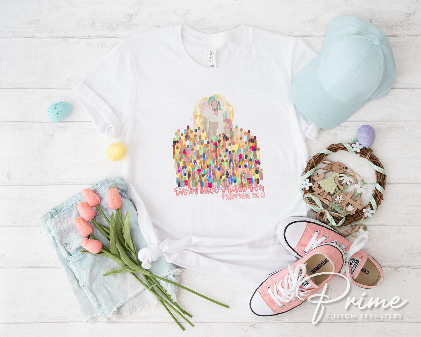 Every Knee Shall Bow DTF Transfer, Easter Faith T-shirt Design, Ready to Press