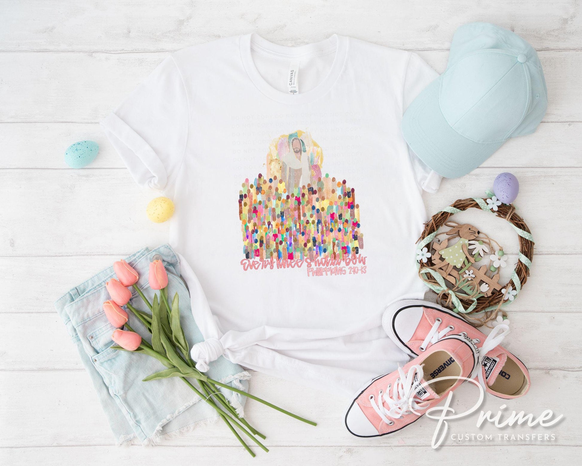 Every Knee Shall Bow DTF Transfer, Easter Faith T-shirt Design, Ready to Press