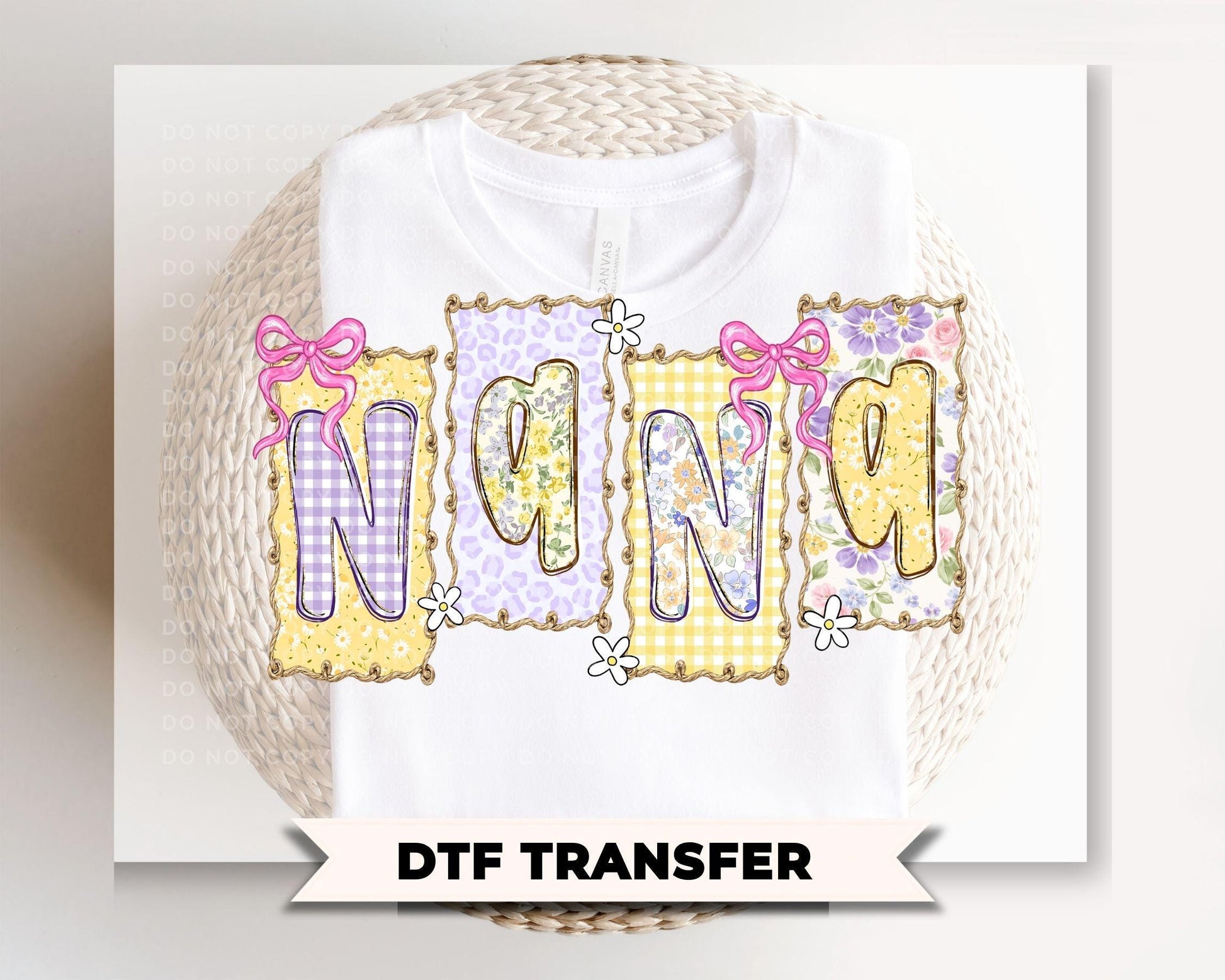 Coquette Floral Nana DTF Transfer, Ready to Press T-shirt Design, Gift for Mother's Day