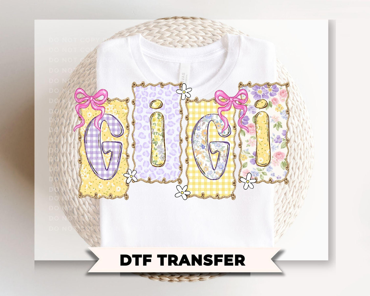 Coquette Floral Gigi DTF Transfer, Ready to Press T-shirt Design, Gift for Mother's Day