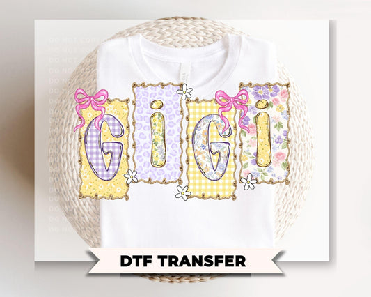 Coquette Floral Gigi DTF Transfer, Ready to Press T-shirt Design, Gift for Mother's Day