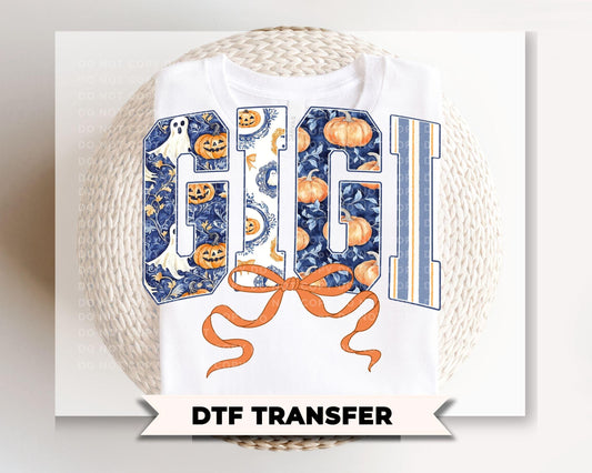 Coquette Halloween Gigi DTF Transfer, Ready to Press, Tshirt Design for Grandma