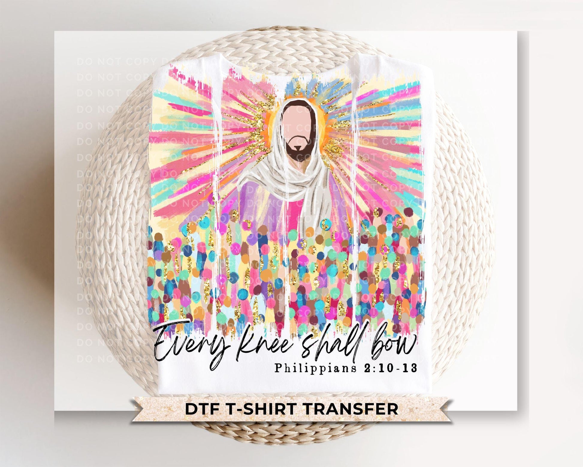 Every Knee Shall Bow DTF Transfer, Easter Faith T-shirt Design