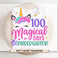 100 Magical Days of Kindergarten DTF Transfer, Girly Unicorn Tshirt Transfer