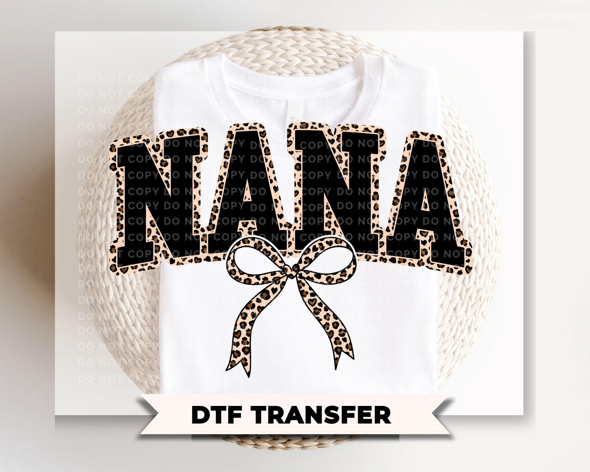 Coquette Nana Leopard Print DTF Transfer, Tshirt Design