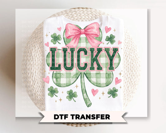 Preppy Lucky Clover DTF Transfer, St. Patrick's Day Tshirt, Direct to Film