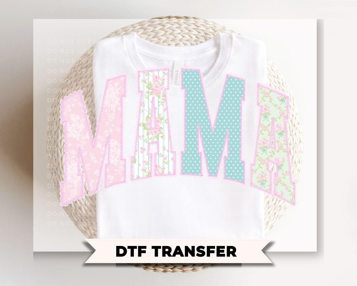 Faux Lace Mama DTF Transfer, Preppy Tshirt Design, Mother's Day Gift
