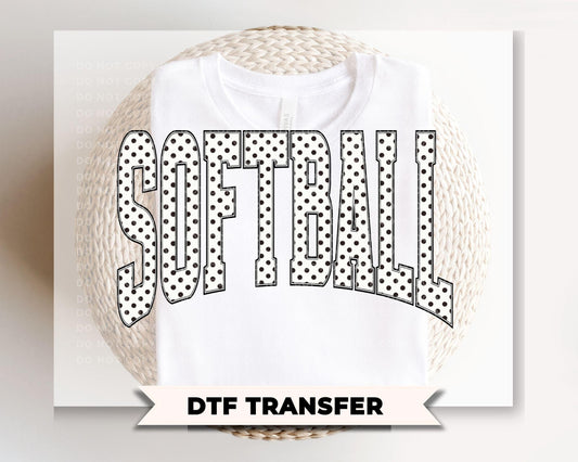 Polka Dots Softball DTF Transfer, Ready to Press, Sport Mama Tshirt Design