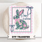 Floral Bunny Postage Stamp DTF Transfer, Ready to Press, Easter Tshirt Transfer