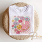 Retro Floral Smiley Face DTF Transfer, Spring Tshirt Design