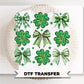 Coquette Shamrocks and Bows DTF Transfer, St. Patrick's Day Tshirt Direct to Film Design