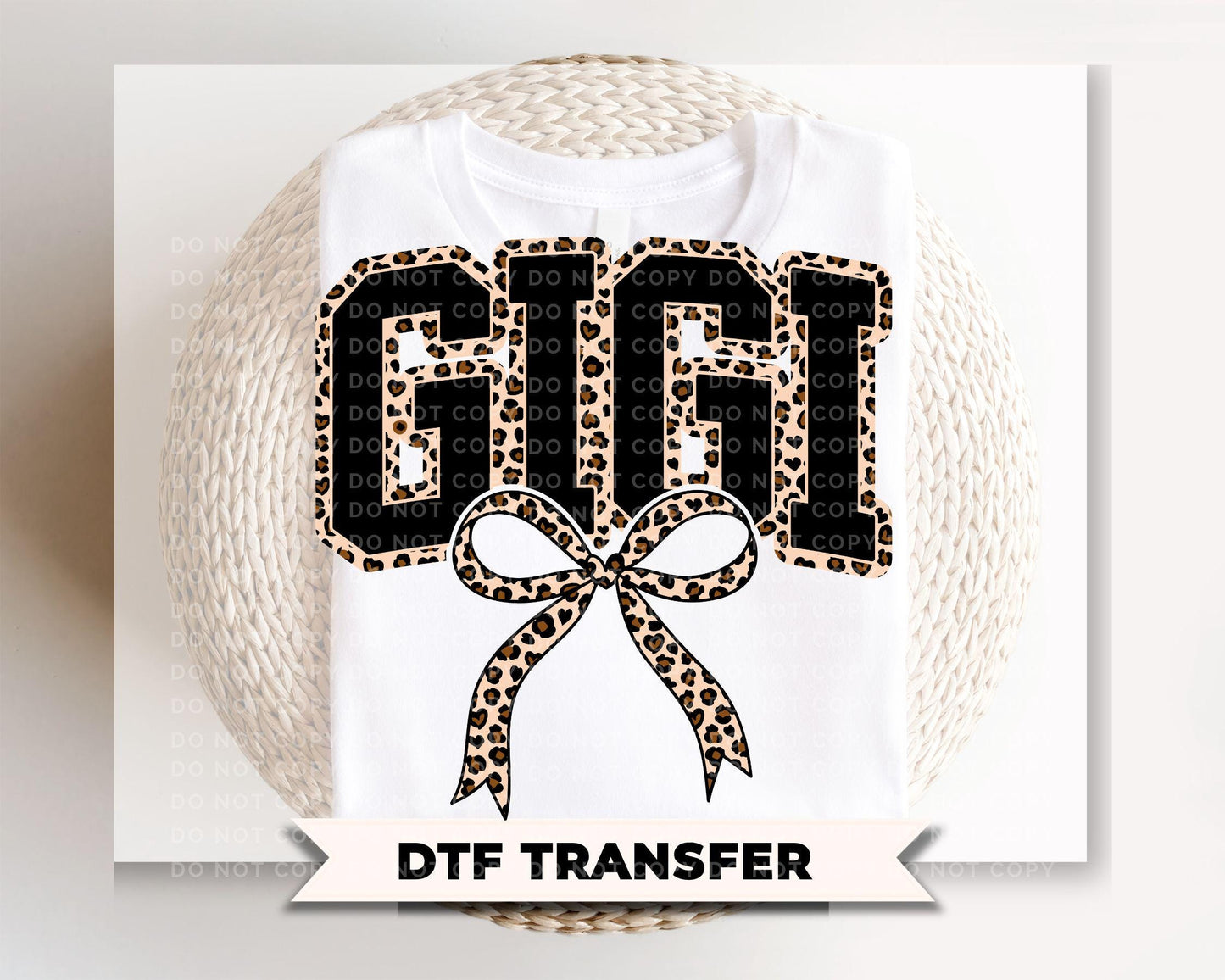 Coquette Gigi Leopard Print DTF Transfer, Tshirt Design for Grandma