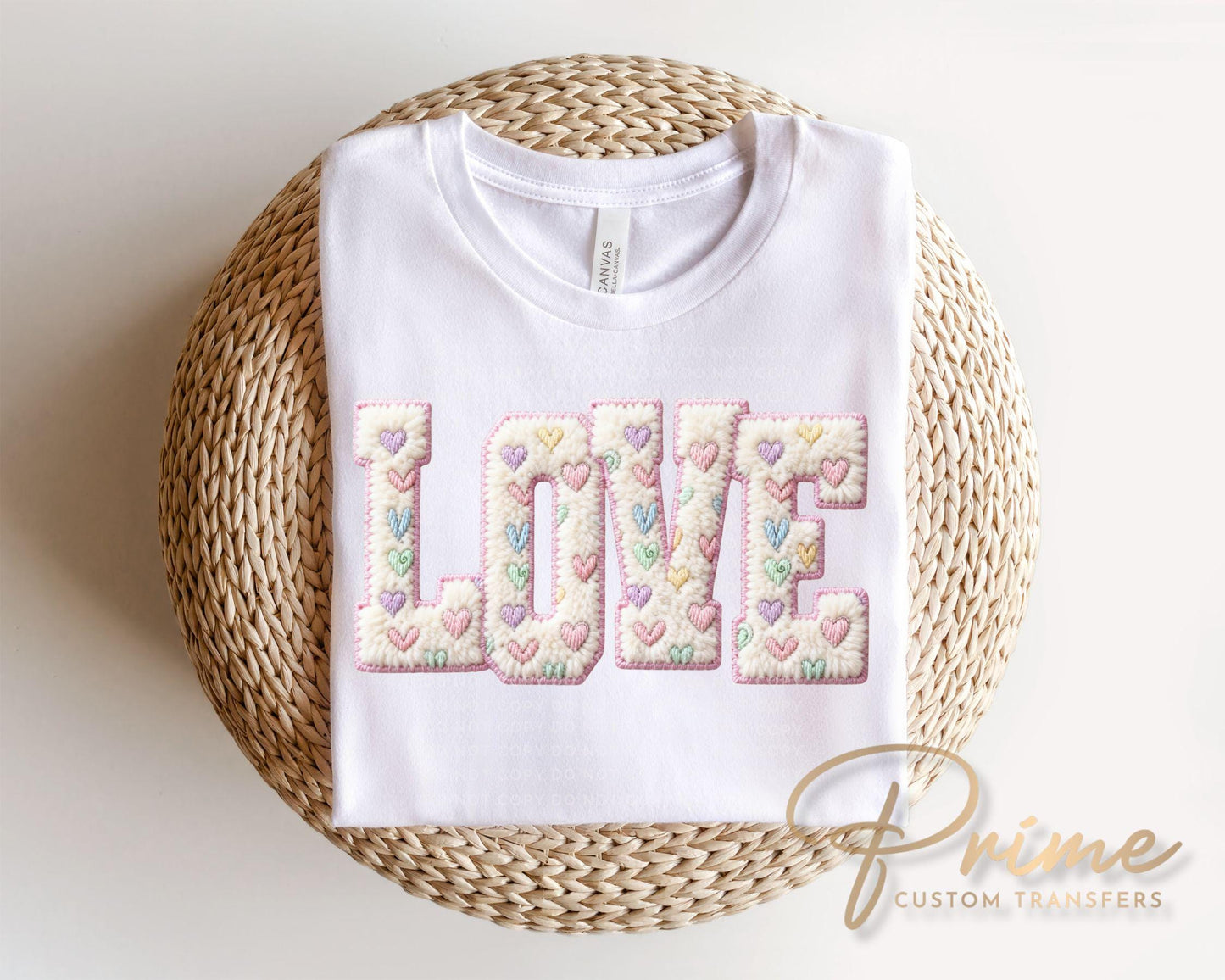 Faux Yarn Love DTF Transfer, Ready to Press Valentine T-shirt Design