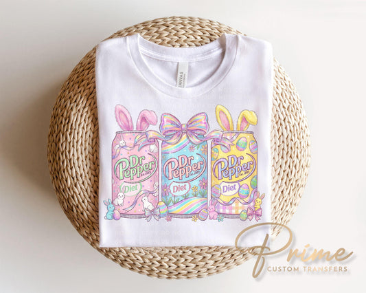 Retro Bunny Diet Soda Cans DTF Transfer, Ready to Press, Easter Tshirt Design