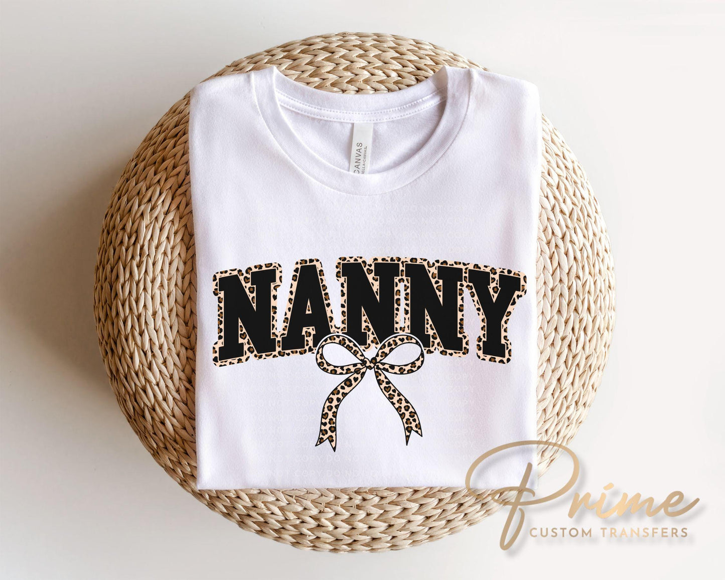 Coquette Nanny Leopard Print DTF Transfer, Tshirt Design for Grandma