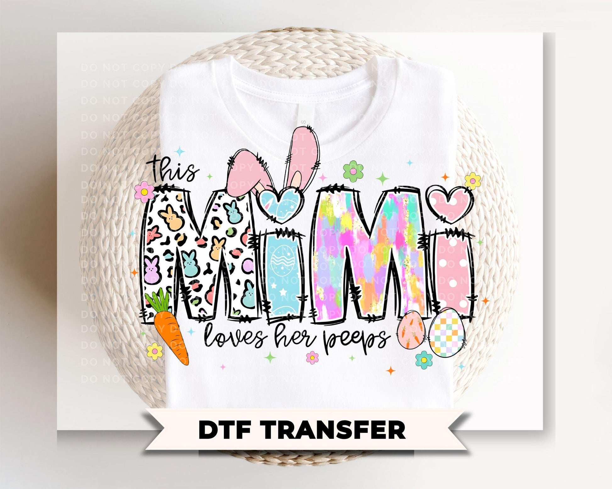 This Mimi Loves Her Peeps DTF Transfer | Grandma Easter Tshirt Design