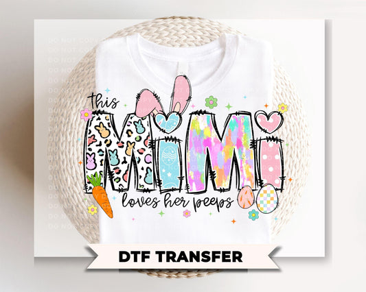 This Mimi Loves Her Peeps DTF Transfer | Grandma Easter Tshirt Design
