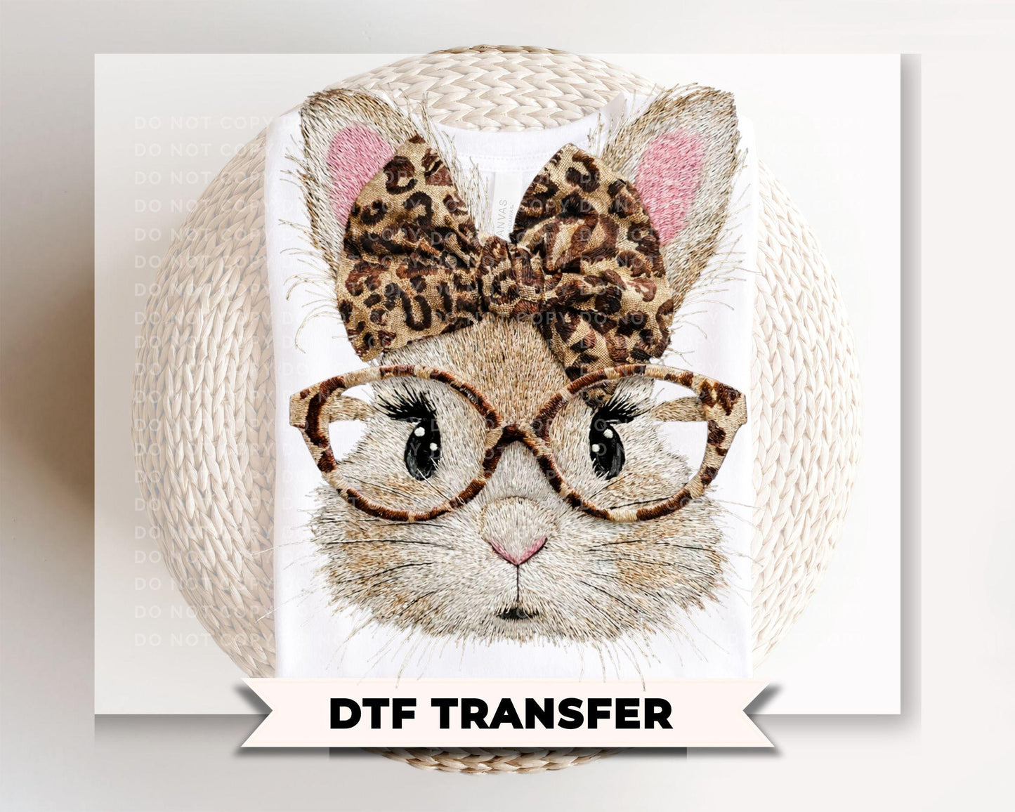 Coquette Leopard Bunny DTF Transfer | Trendy Easter Tshirt Design