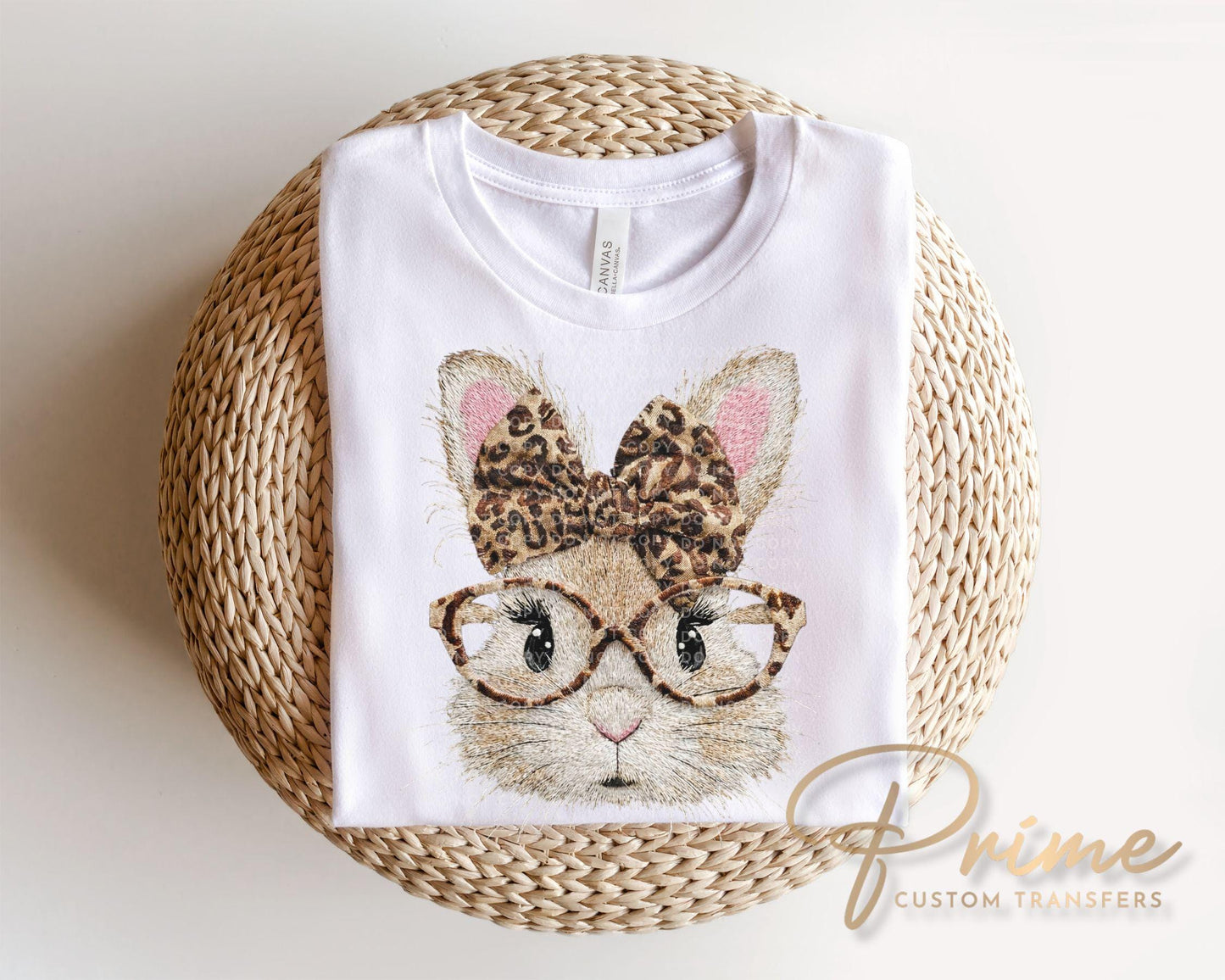 Coquette Leopard Bunny DTF Transfer | Trendy Easter Tshirt Design