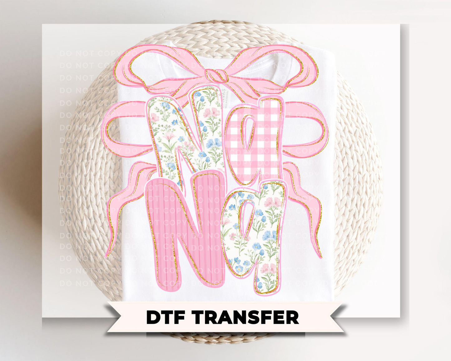 Preppy Floral Nana DTF Transfer, Pink Coquette Grandma Shirt Design