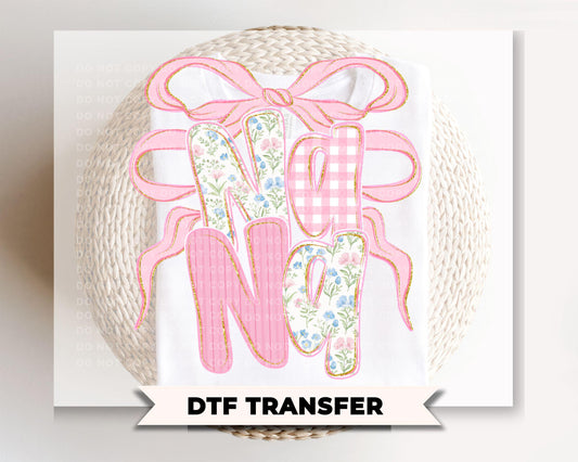 Preppy Floral Nana DTF Transfer, Pink Coquette Grandma Shirt Design
