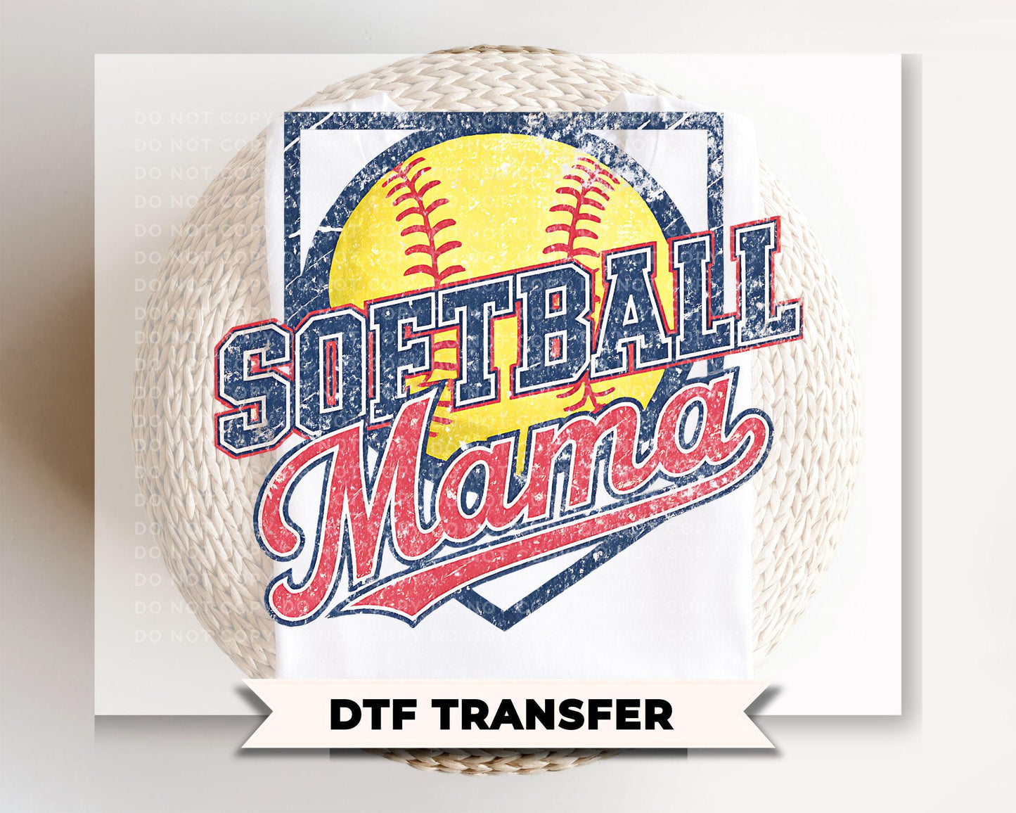 Retro Softball Mama DTF Transfer | Ready to Press, Sports Mom Tshirt Design