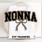 Coquette Nonna Leopard Print DTF Transfer, Tshirt Design for Grandma