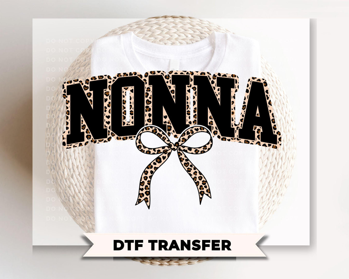 Coquette Nonna Leopard Print DTF Transfer, Tshirt Design for Grandma