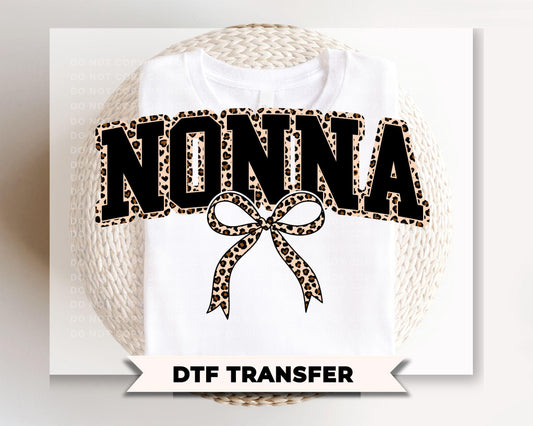 Coquette Nonna Leopard Print DTF Transfer, Tshirt Design for Grandma