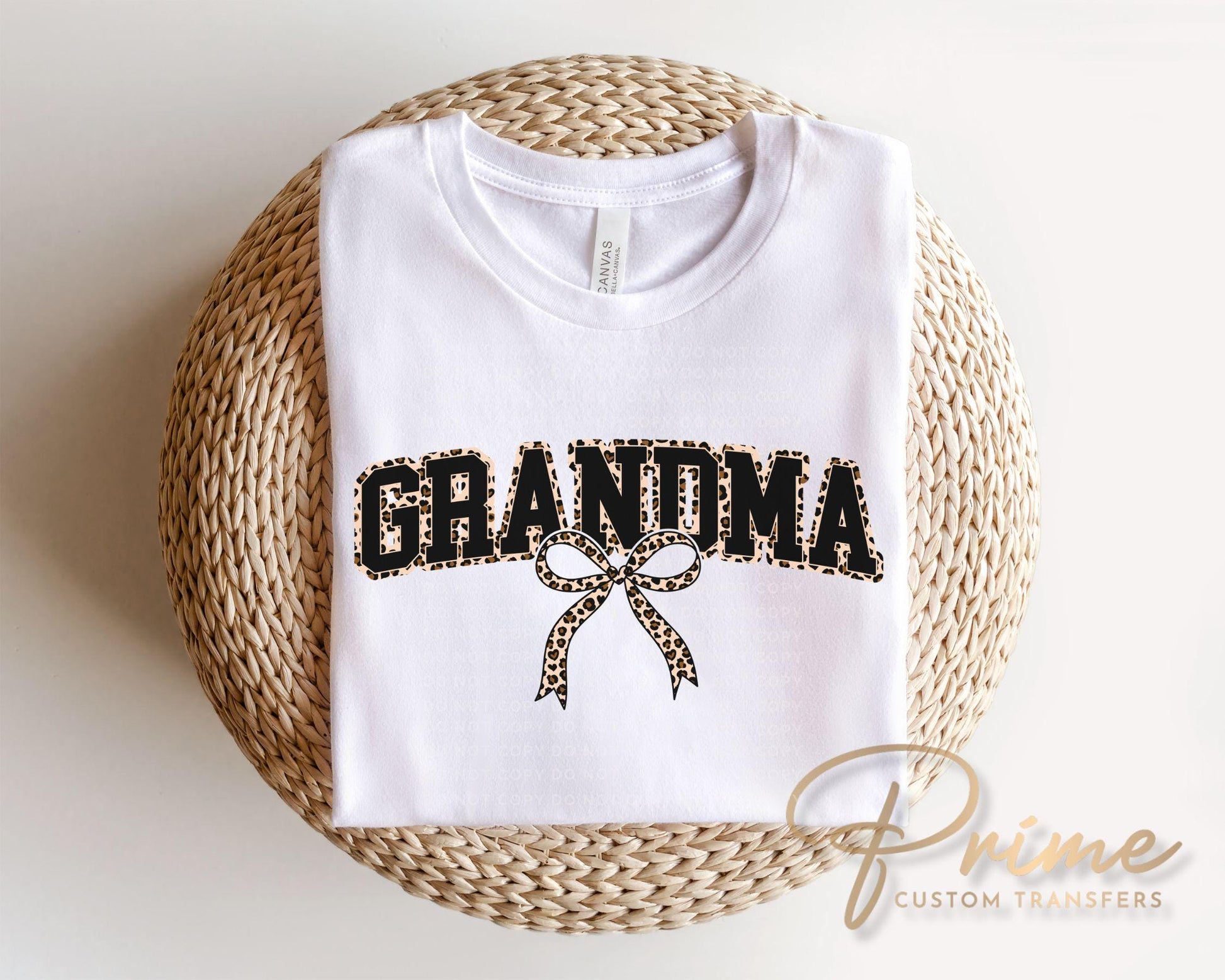 Coquette Grandma Leopard Print DTF Transfer | Ready to Press, Tshirt Design for Mother's Day