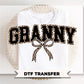 Coquette Granny Leopard Print DTF Transfer, Tshirt Design for Grandma