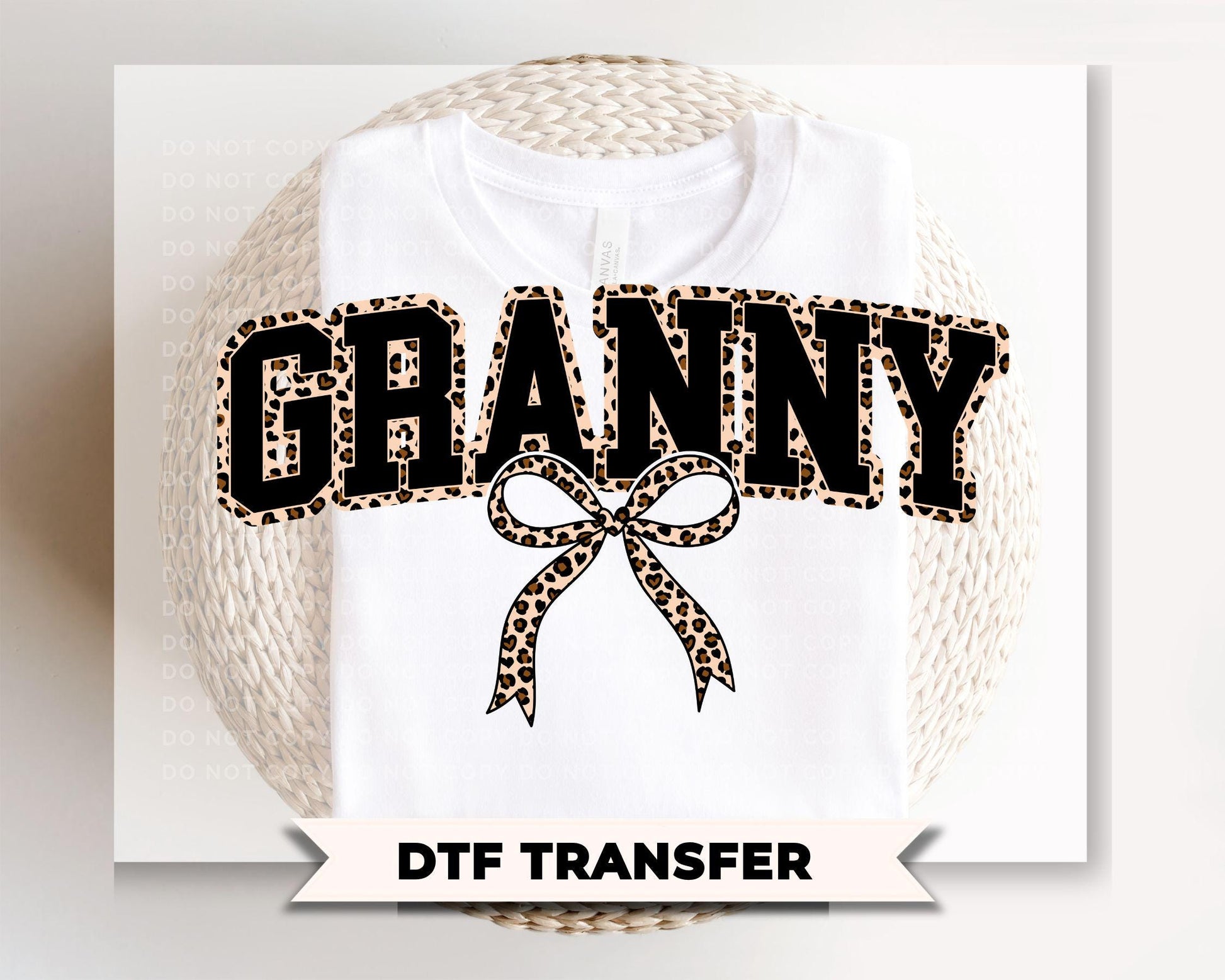 Coquette Granny Leopard Print DTF Transfer, Tshirt Design for Grandma